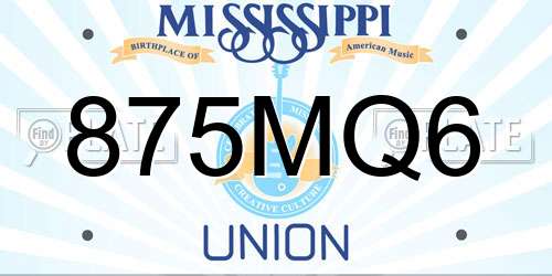 875MQ6 Mississippi License Plate