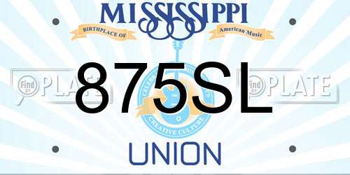 875SL Mississippi License Plate