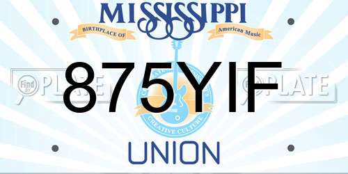 875YIF Mississippi License Plate