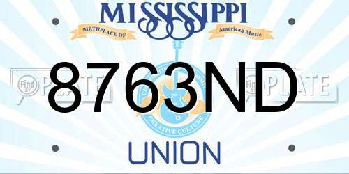 8763ND Mississippi License Plate