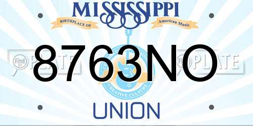 8763NO Mississippi License Plate