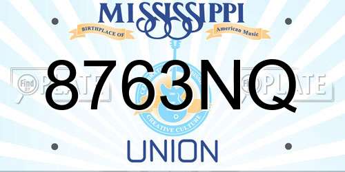 8763NQ Mississippi License Plate