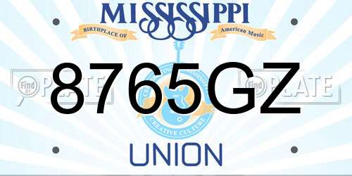 8765GZ Mississippi License Plate