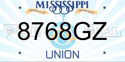 8768GZ Mississippi License Plate