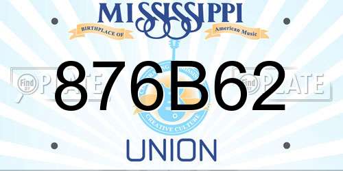 876B62 Mississippi License Plate