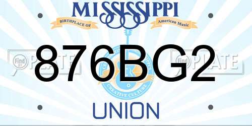 876BG2 Mississippi License Plate