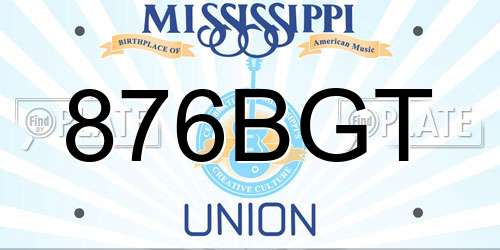 876BGT Mississippi License Plate