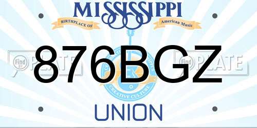 876BGZ Mississippi License Plate