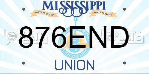 876END Mississippi License Plate