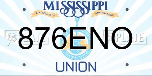 876ENO Mississippi License Plate