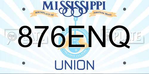 876ENQ Mississippi License Plate