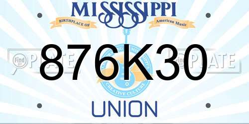 876K30 Mississippi License Plate