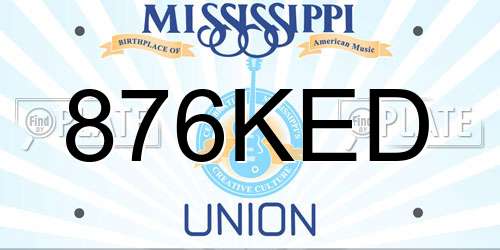 876KED Mississippi License Plate