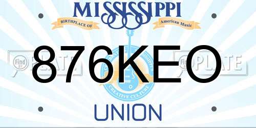876KEO Mississippi License Plate