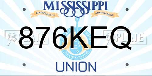 876KEQ Mississippi License Plate