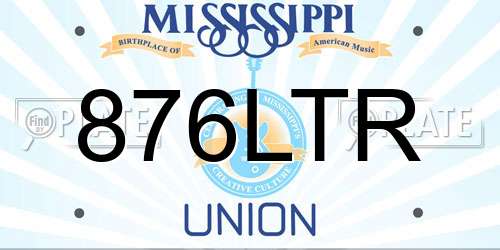 876LTR Mississippi License Plate