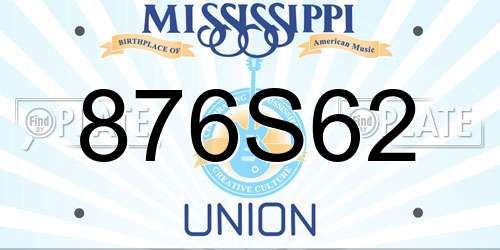 876S62 Mississippi License Plate