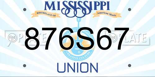 876S67 Mississippi License Plate