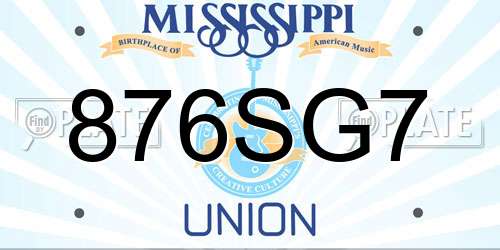 876SG7 Mississippi License Plate