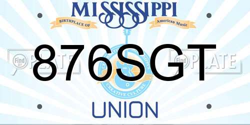 876SGT Mississippi License Plate