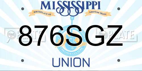 876SGZ Mississippi License Plate