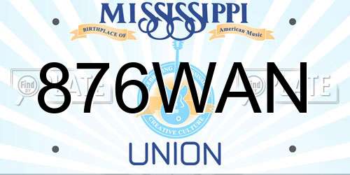 876WAN Mississippi License Plate