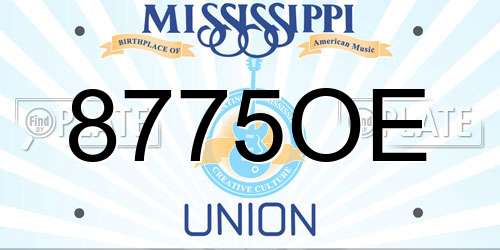 8775OE Mississippi License Plate