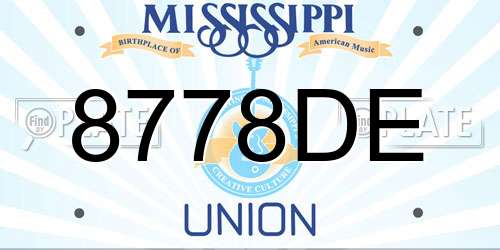 8778DE Mississippi License Plate