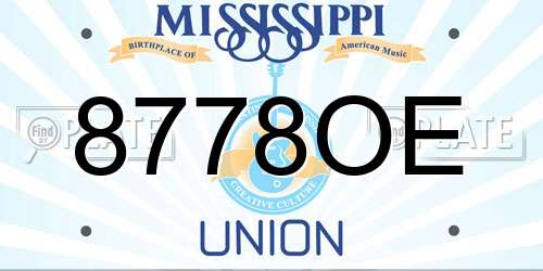 8778OE Mississippi License Plate