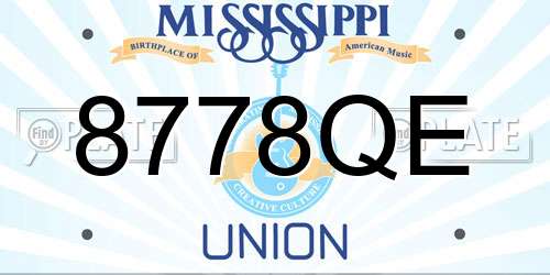 8778QE Mississippi License Plate