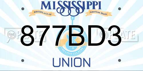 877BD3 Mississippi License Plate