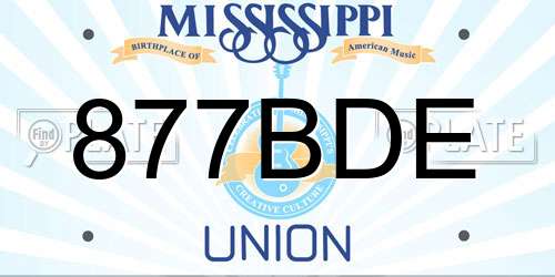 877BDE Mississippi License Plate