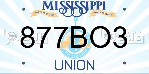 877BO3 Mississippi License Plate
