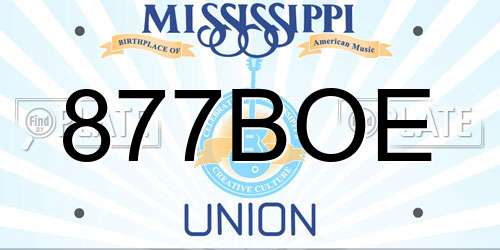 877BOE Mississippi License Plate