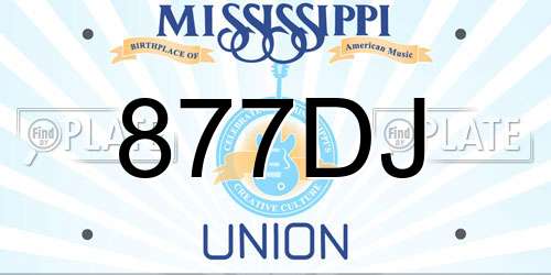 877DJ Mississippi License Plate