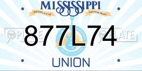 877L74 Mississippi License Plate