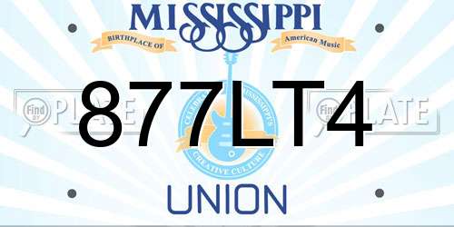 877LT4 Mississippi License Plate