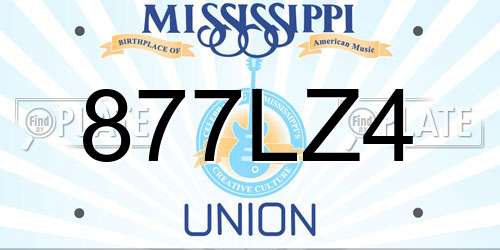 877LZ4 Mississippi License Plate