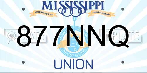 877NNQ Mississippi License Plate
