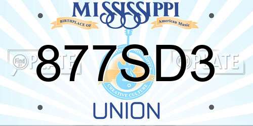877SD3 Mississippi License Plate
