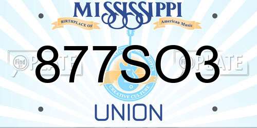 877SO3 Mississippi License Plate