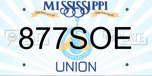 877SOE Mississippi License Plate