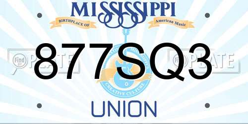 877SQ3 Mississippi License Plate