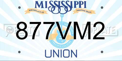 877VM2 Mississippi License Plate