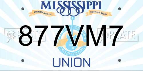 877VM7 Mississippi License Plate