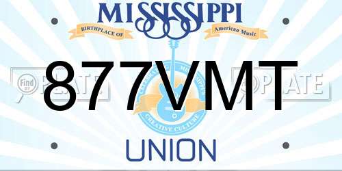 877VMT Mississippi License Plate