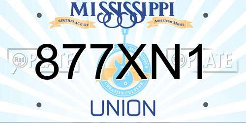 877XN1 Mississippi License Plate