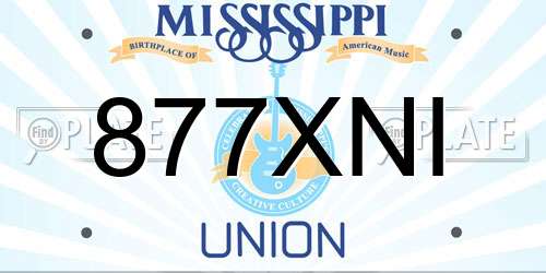 877XNI Mississippi License Plate