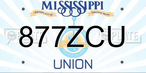 877ZCU Mississippi License Plate
