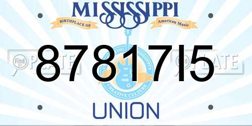 87817I5 Mississippi License Plate